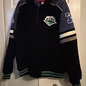 NFL Black and Gray Bomber Jacket with Varsity Style